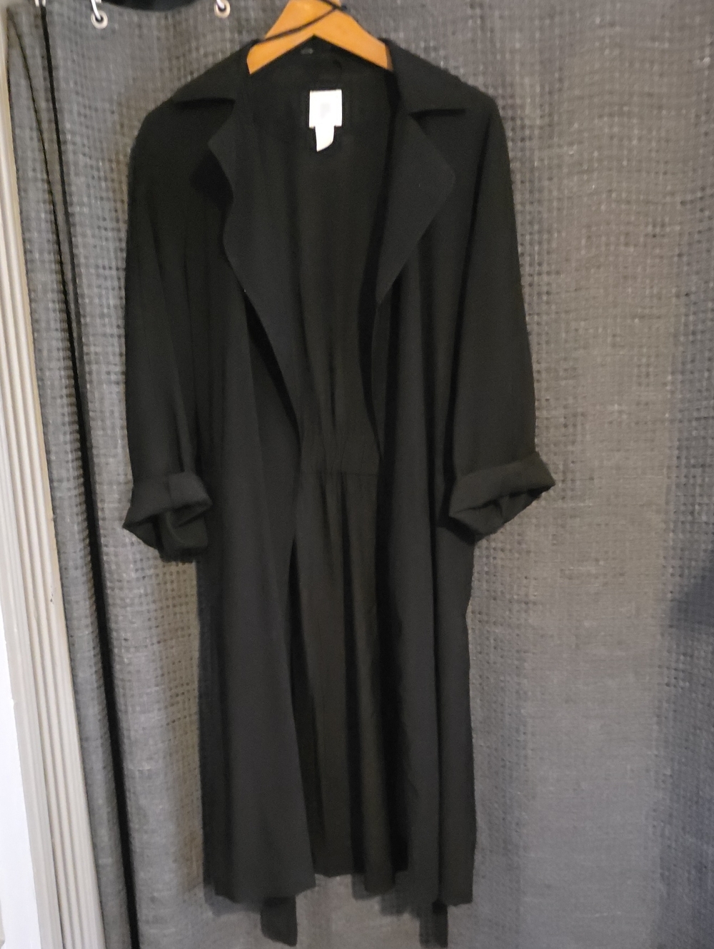 H&M Black Long Draped Robe Coat